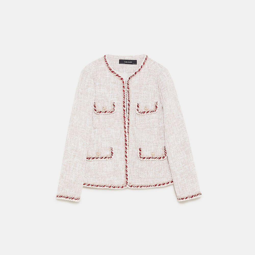 [SOLD]NWT Zara Size S Tweed Blazer Trims - Picture 5 of 8